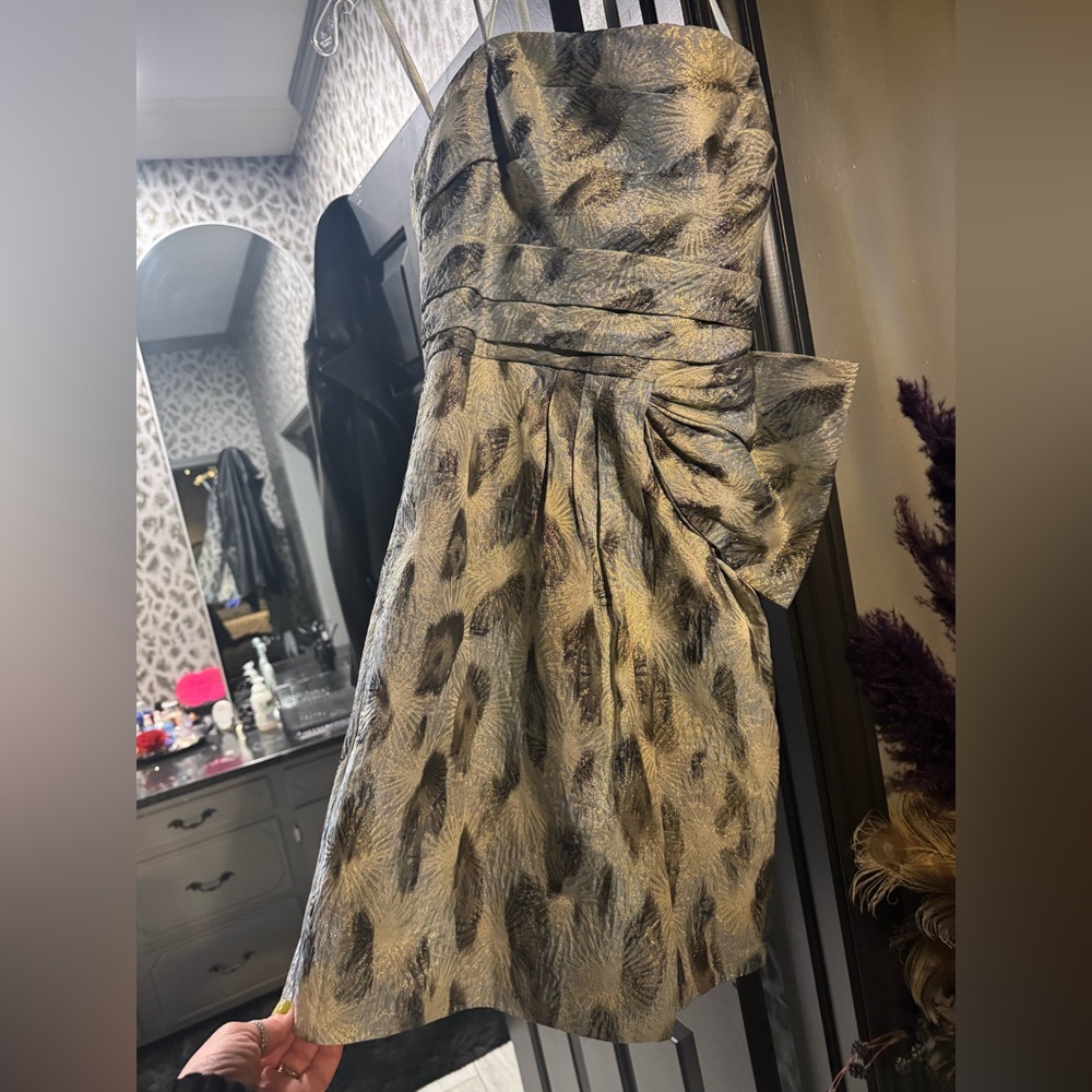 bcbg blue feather dress